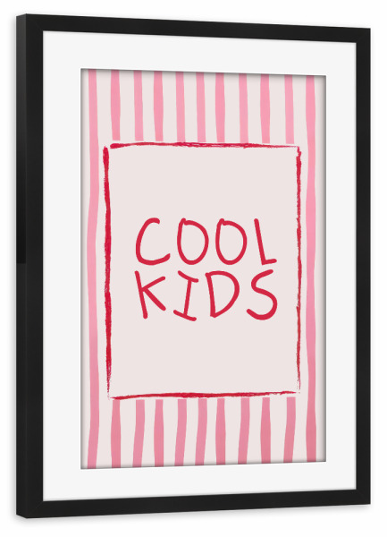 Poster mit Rahmen schwarz "Cool Kids Retro" artboxONE - Typografie,Für Kinder