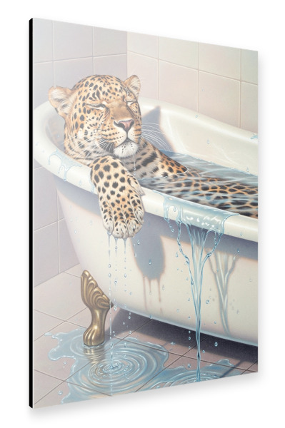 Alu-Dibond "Leopard in der Badewanne" 75x50 cm artboxONE