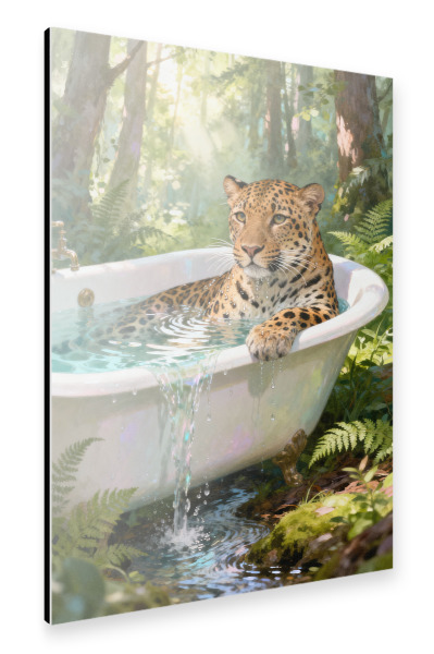 Alu-Dibond "Leoparden-Botanisches Badezimmer" 75x50 cm artboxONE