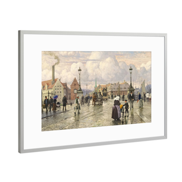 Poster mit Rahmen Silber "Eine Szene aus Knippelsbro" artboxONE - Städte,Architektur,Städte / København