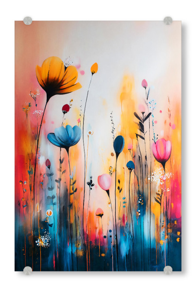 Acrylglasbild "Blumen Aquarell A (matart)" artboxONE - Natur - Blumen,Garten,Wiese,Natur,Modern,Kunst,Aquarell,Abstraktion