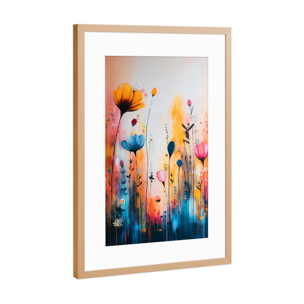 Poster mit Rahmen Kupfer "Blumen Aquarell A (matart)" artboxONE - Natur - Blumen,Garten,Wiese,Natur,Modern,Kunst,Aquarell,Abstraktion