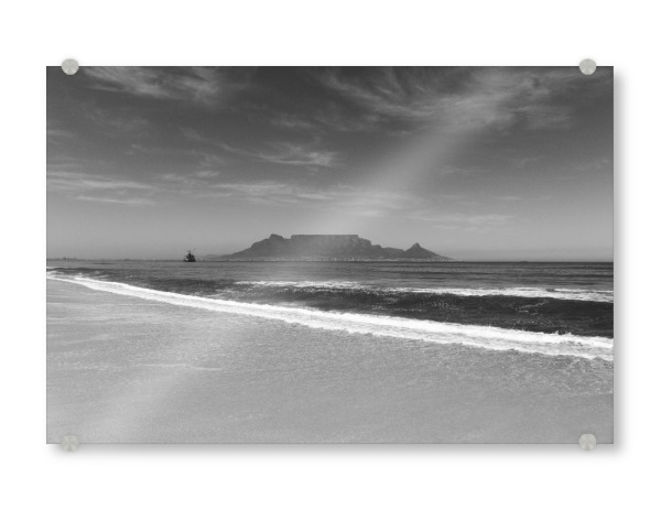 Acrylglasbild "Blouwbergstrand b/w" artboxONE - Natur,Reise,Schwarzweiß,Reise / Strand und Meer,Reise / Afrika