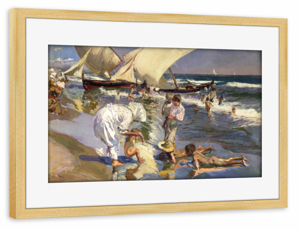 Poster mit Rahmen kiefer "Strand von Valencia" artboxONE - Reise / Strand und Meer,Für Mama,Für Papa