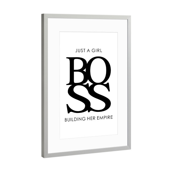 Poster mit Rahmen Silber "Girl Boss Empire" artboxONE - Typografie,Menschen,Lustig