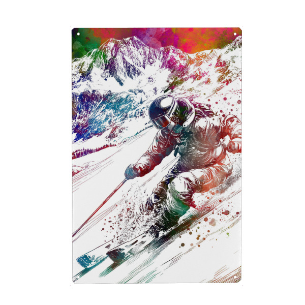 Holzbild "Skisportkunst F" artboxONE - Sport,Sport / Motivation - Ski,Skifahren,Sport,Wintersport,Grafik