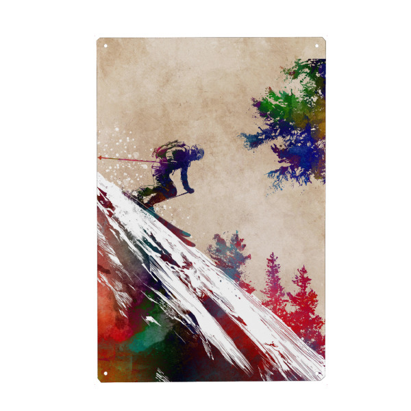 Metall Poster "Skisport Kunst D" artboxONE - Sport,Sport / Motivation - Ski,Skifahren,Wintersport,Sport,Grafik - Blechschild
