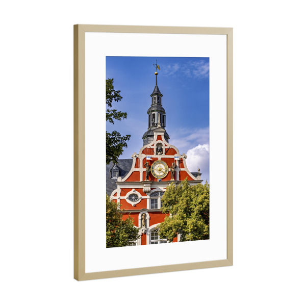 Poster mit Rahmen Gold "Rathausturm von Arnstadt" artboxONE - Architektur - Arnstadt,Altstadt,Thüringen,Rathaus