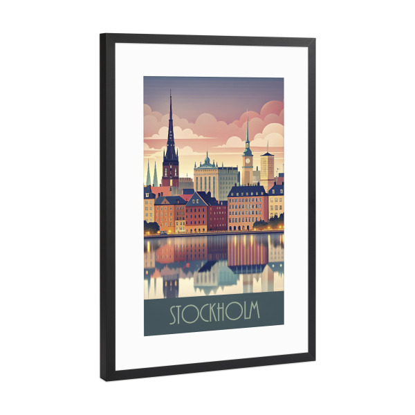 Poster mit Rahmen Schwarz (Metallic) "Skyline - Stockholm" artboxONE - Städte,Reise,Abstrakt,Architektur
