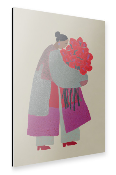 Alu-Dibond "Rosen mit Frauen-Mantel" 75x50 cm artboxONE