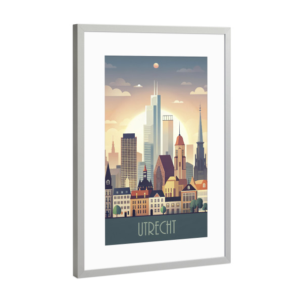 Poster mit Rahmen Silber "Skyline von Utrecht" artboxONE - Städte,Reise,Abstrakt,Architektur