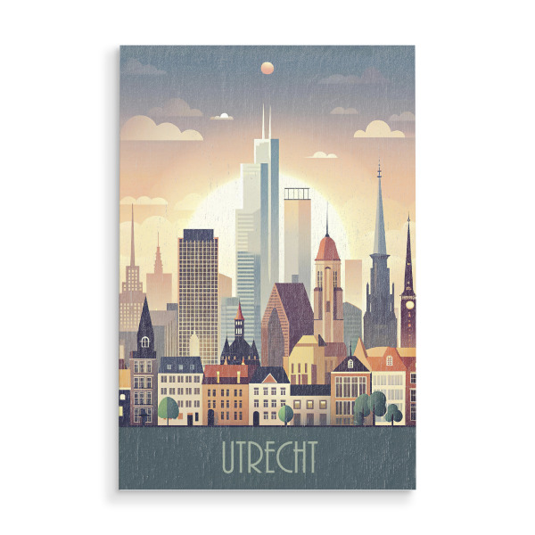 Holzbild "Skyline von Utrecht" artboxONE - Städte,Reise,Abstrakt,Architektur