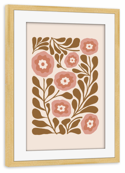 Poster mit Rahmen kiefer "Blumentanz in Rosa" artboxONE - Floral,Für Kinder,Abstrakt