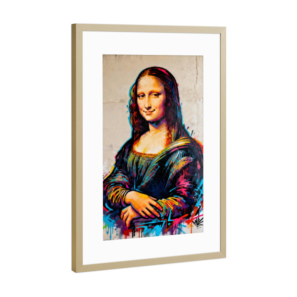 Poster mit Rahmen Gold "Mona Lisa-Graffiti" artboxONE - Abstrakt,Menschen