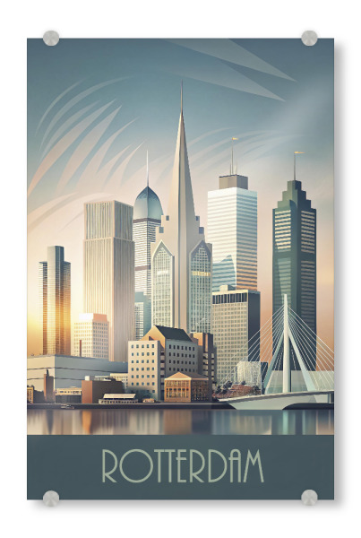 Acrylglasbild "Skyline von Rotterdam" artboxONE - Städte,Reise,Abstrakt,Architektur