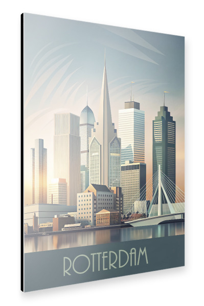 Alu-Dibond "Skyline von Rotterdam" 75x50 cm artboxONE