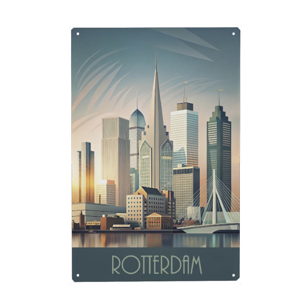 Metall Poster "Skyline von Rotterdam" artboxONE - Städte,Reise,Abstrakt,Architektur