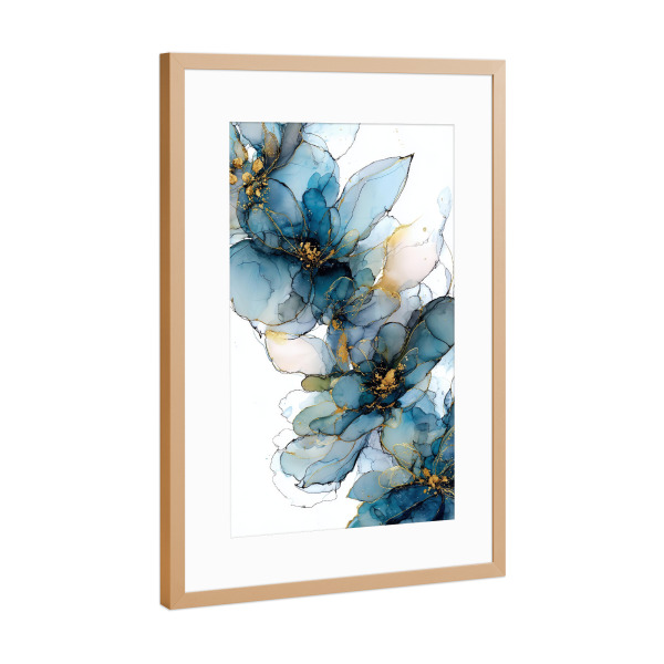 Poster mit Rahmen Kupfer "Azurblüte" artboxONE - Floral,Abstrakt