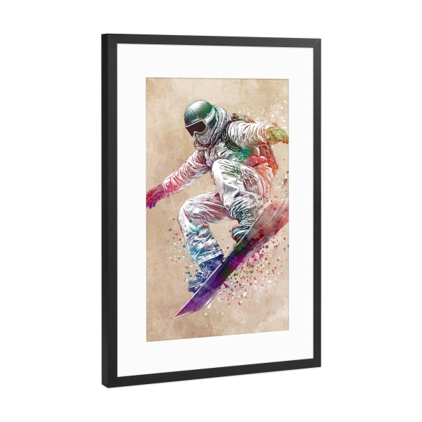 Poster mit Rahmen Schwarz (Metallic) "Snowboarder Sportart D" artboxONE - Sport,Sport / Motivation - Snowboarder,Wintersport,Sport,Grafik