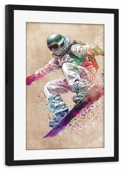 Poster mit Rahmen schwarz "Snowboarder Sportart D" artboxONE - Sport,Sport / Motivation - Snowboarder,Wintersport,Sport,Grafik