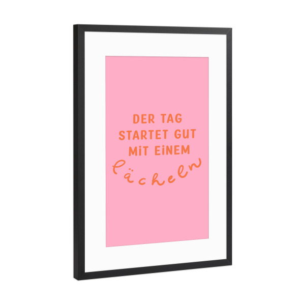 Poster mit Rahmen Schwarz (Metallic) "Guter Start in den Tag" artboxONE - Typografie