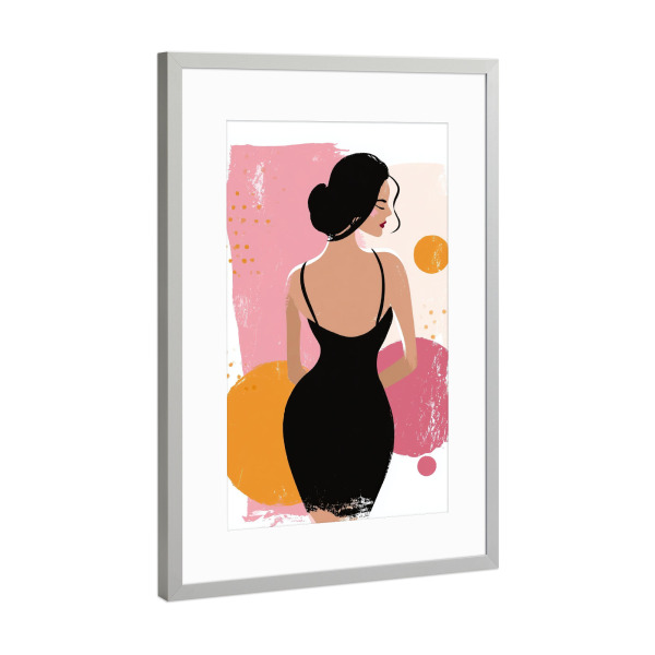 Poster mit Rahmen Silber "Soft Elegance: A Modern Silhouette" artboxONE - Liebe,Fashion