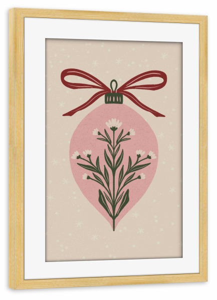 Poster mit Rahmen kiefer "Weihnachtlicher Blumenglobus" artboxONE - Weihnachten