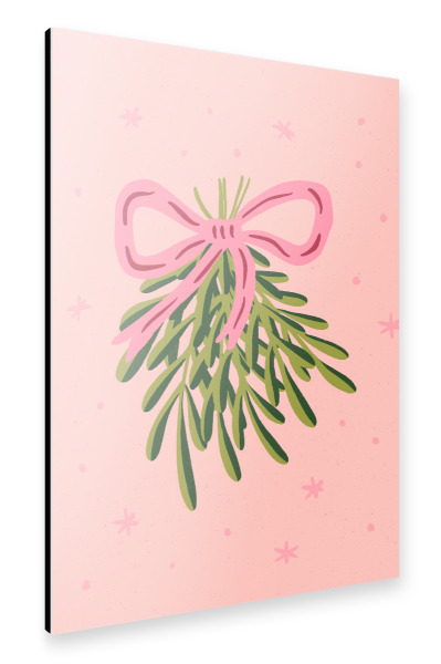 Alu-Dibond "Mistelzweige mit rosa Schleife" 30x20 cm artboxONE