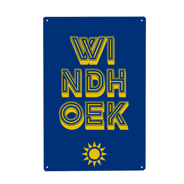 Metall Poster "Windhoek" artboxONE - Städte,Typografie,Reise,Reise / Afrika,Reise / Länder