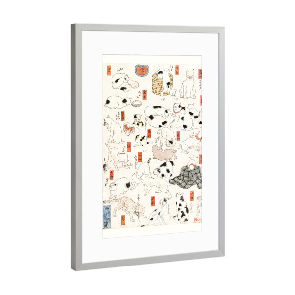 Poster mit Rahmen Silber "Cats - Utagawa Kuniyoshi" artboxONE - Tiere,Reise / Asien - Cats,Utagawa kuniyoshi,Kunst,Malerei,Gemälde,Tiere,Japan,Katzen