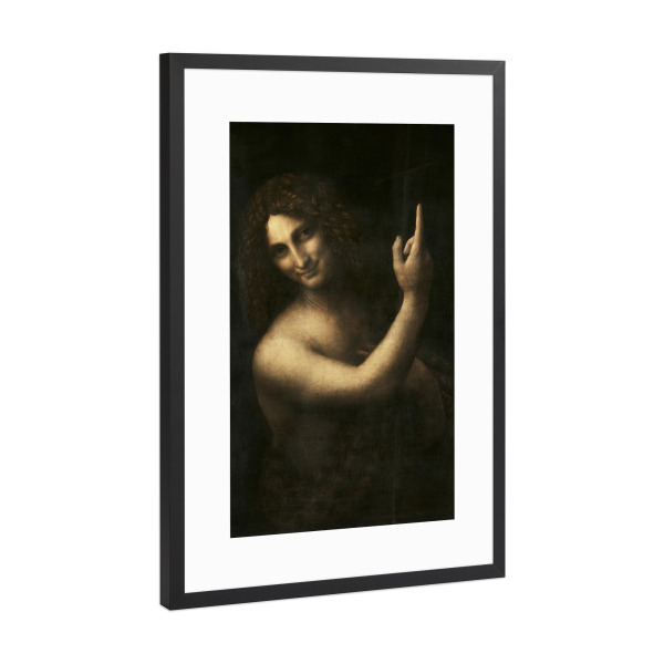 Poster mit Rahmen Schwarz (Metallic) "Johannes der Täufer" artboxONE - Menschen,Männer - Johannes der täufer,Leonardo,Da vinci,Kunst,Malerei,Gemälde