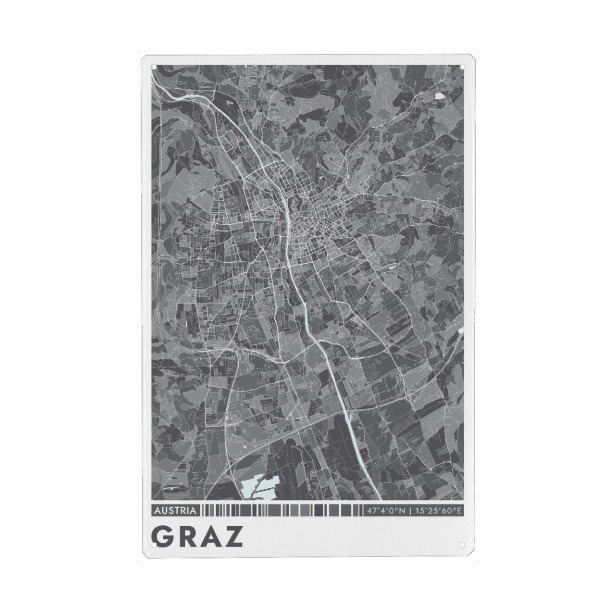 Holzbild "Graz City Color" artboxONE - Städte / Weitere,Kartografie