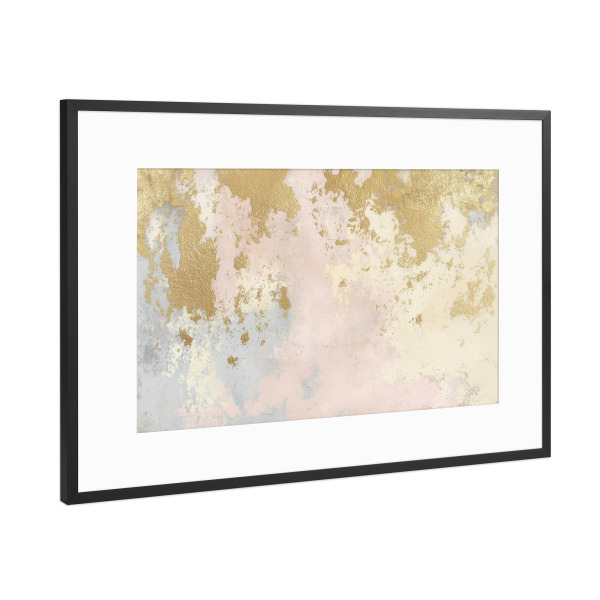 Poster mit Rahmen Schwarz (Metallic) "Pastellgold Reflexionen" artboxONE - Natur,Abstrakt