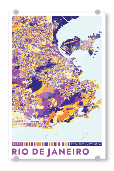 Acrylglasbild "Stadt Rio de Janeiro Colormap" artboxONE - Städte / Rio de Janeiro