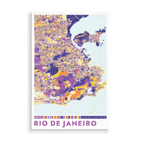 Holzbild "Stadt Rio de Janeiro Colormap" artboxONE - Städte / Rio de Janeiro