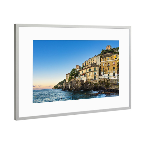 Poster mit Rahmen Silber "Minori am Morgen" artboxONE - Natur,Reise,Architektur,Reise / Strand und Meer,Reise / Länder