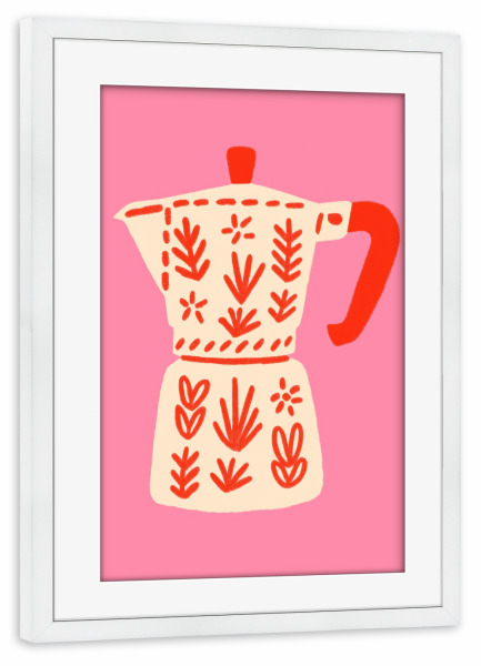 Poster mit Rahmen weiß "Espresso im Musterzauber" artboxONE - Natur,Floral,Essen & Trinken