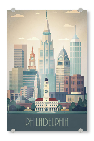 Acrylglasbild "Minimalist skyline of Philadelphia" artboxONE - Städte,Reise,Abstrakt,Architektur