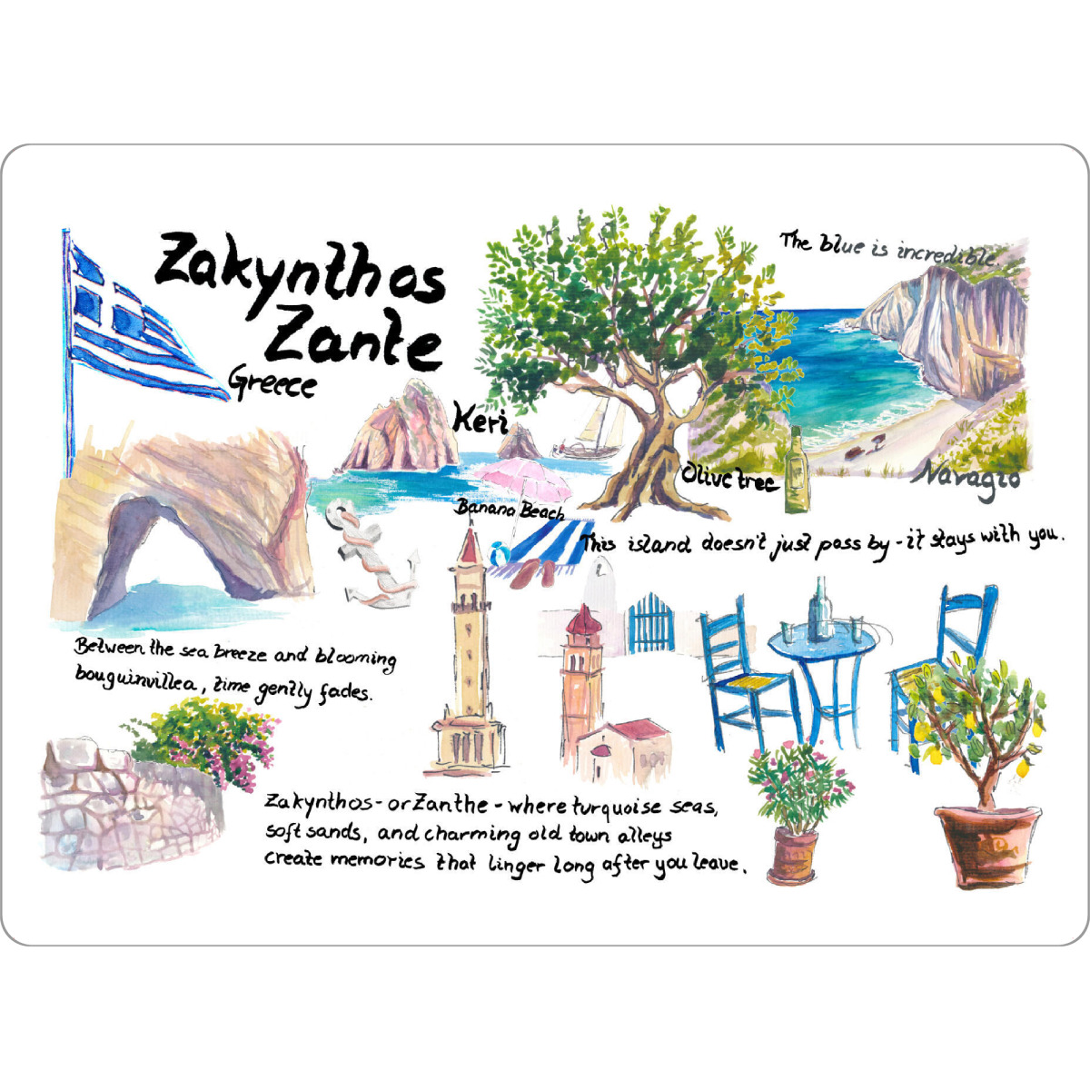 Tischset "Zakynthos Perfekter Tag" artboxONE - Reise,Reise / Strand und Meer,Kartografie