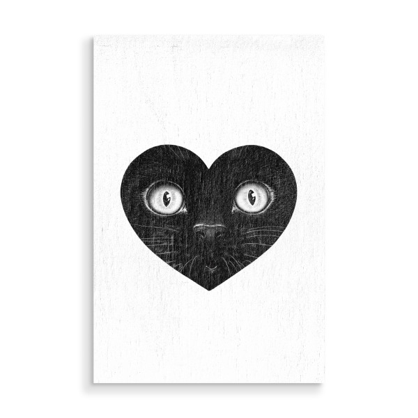 Holzbild "Schwarze Katze im Herzen" artboxONE - Für Kinder,Tiere,Geometrie,Halloween,Lustig