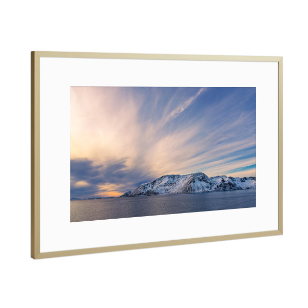 Poster mit Rahmen Gold "Sonnenuntergang, Berge und Felsen" artboxONE - Natur,Reise,Reise / Strand und Meer,Reise / Länder