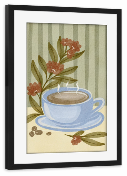 Poster mit Rahmen schwarz "Coffee table" artboxONE - Floral,Essen & Trinken,Liebe