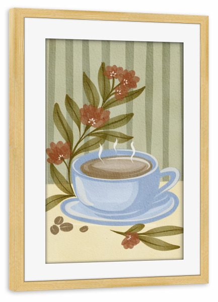 Poster mit Rahmen kiefer "Coffee table" artboxONE - Floral,Essen & Trinken,Liebe