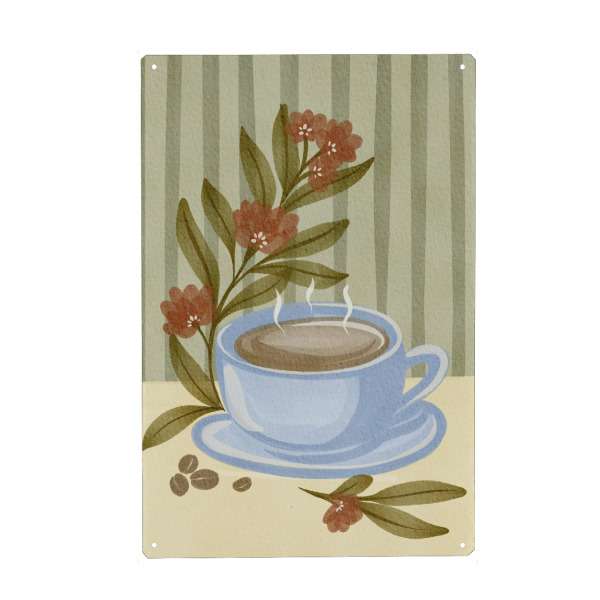 Holzbild "Coffee table" artboxONE - Floral,Essen & Trinken,Liebe