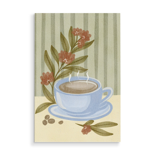 Holzbild "Coffee table" artboxONE - Floral,Essen & Trinken,Liebe