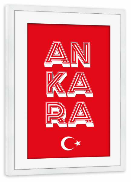 Poster mit Rahmen weiß "Ankara" artboxONE - Städte,Typografie,Reise,Reise / Asien,Reise / Länder
