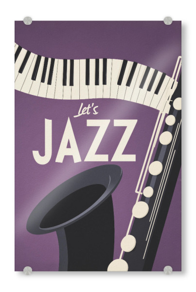 Acrylglasbild "Lass uns Jazz machen" artboxONE - Musik - Jazz,Klavier,Saxophon,Musik,Vintage,Retro