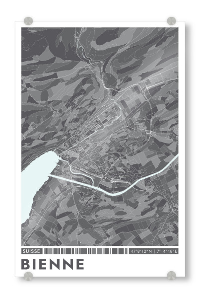 Acrylglasbild "Biel City Color" artboxONE - Städte / Weitere,Kartografie