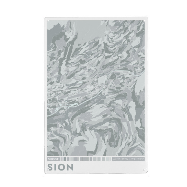 Holzbild "Colormap Sion" artboxONE - Städte / Weitere