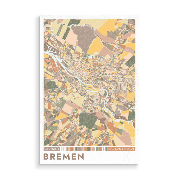 Holzbild "Bremen Color Map" artboxONE - Städte / Weitere,Kartografie